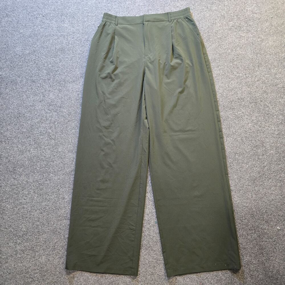 Gap Pants Womens Large Tall Green Wide Leg Pleated Athletic Lightweight Casual